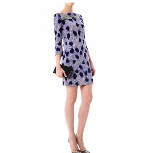 Diane Von Furstenberg Ruri Cheetah Black Blue 100% Silk Shift Dress Size 8 - Picture 2 of 11